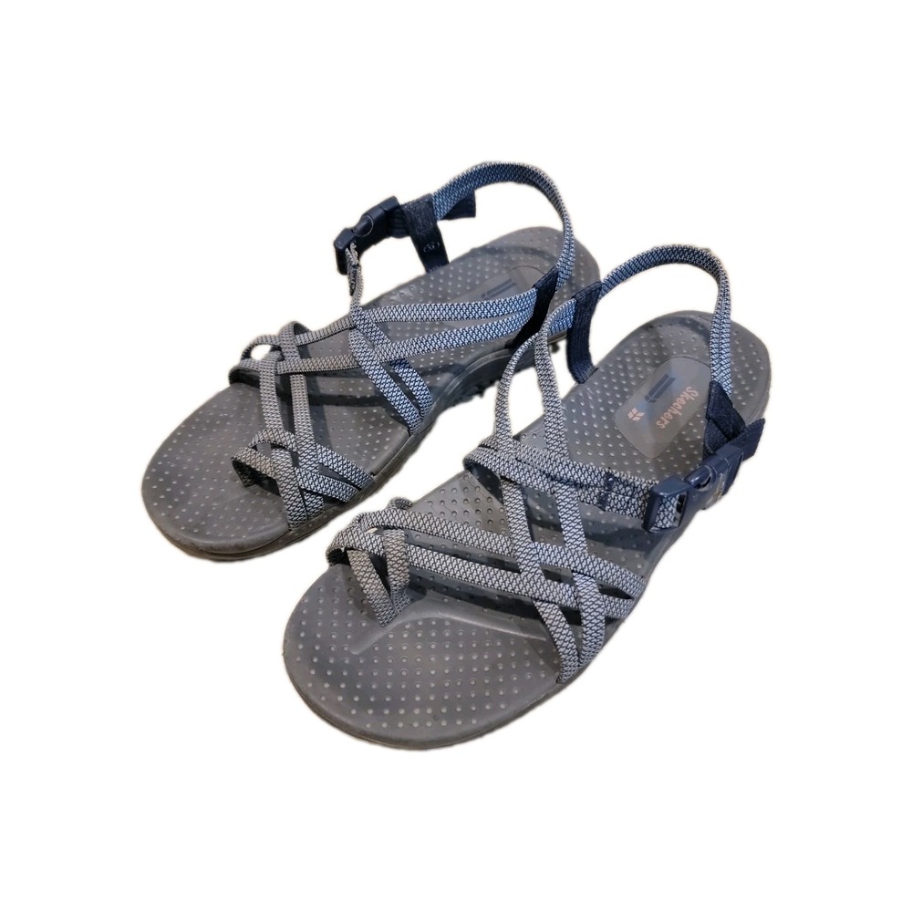 Skechers Outdoor Lifestyle Toe Ring Blue White Strappy Sandals Size 9